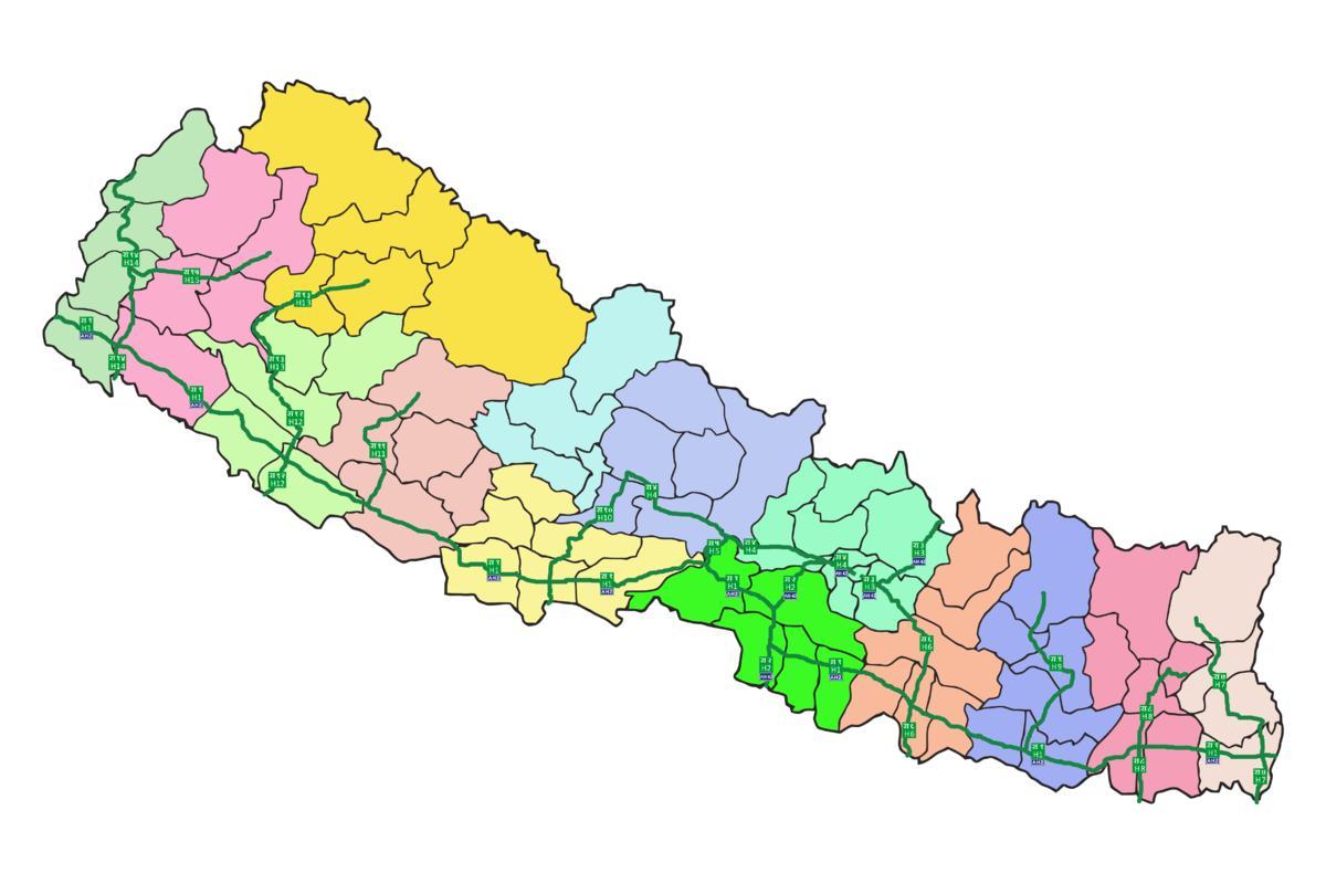 Mapa ng nepal sa mga pangunahing highway