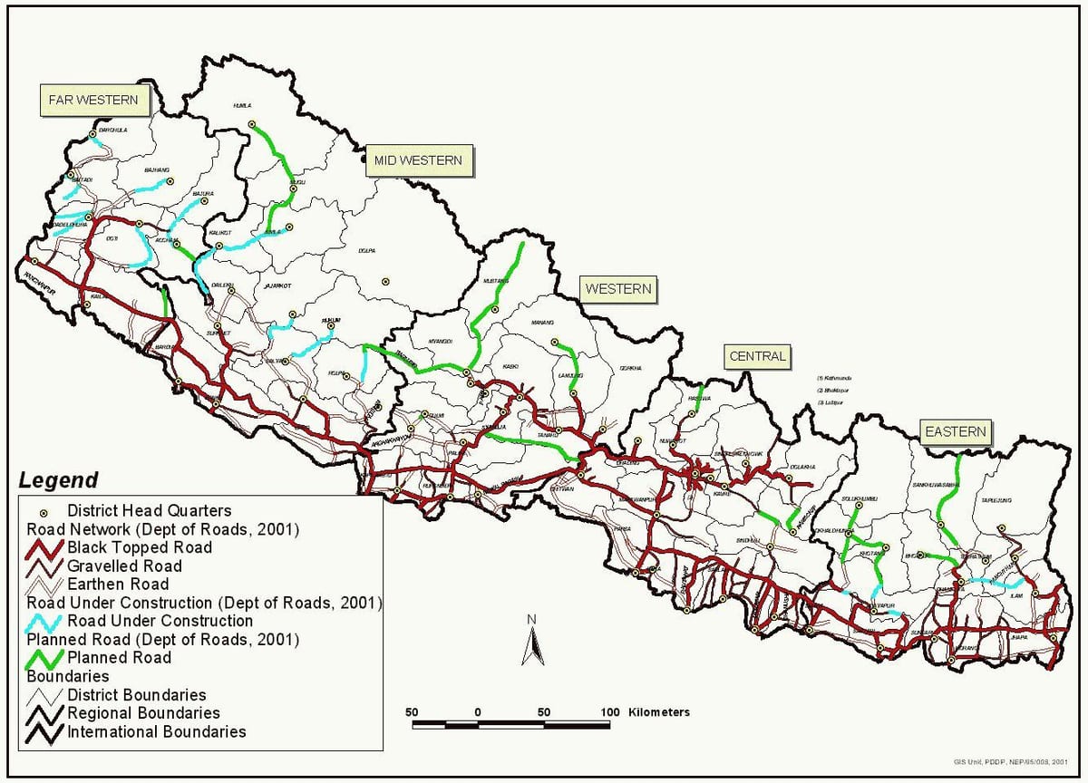 nepal mapa sa highway