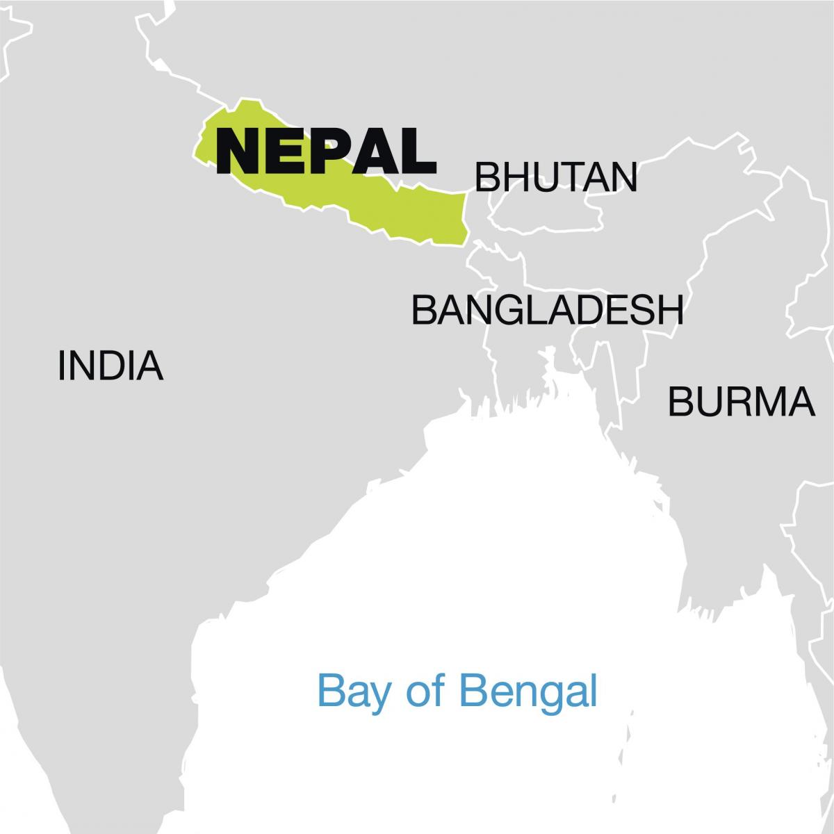 mapa ng mundo na nagpapakita ng nepal