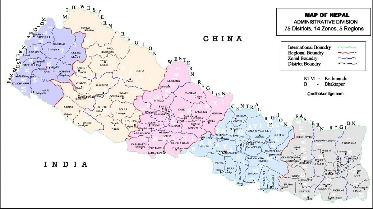 nepal lahat ng distrito ng mapa