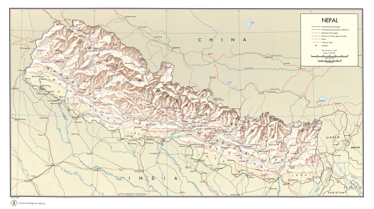 nepal tren ruta sa mapa