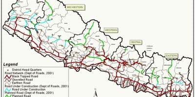 Nepal mapa sa highway