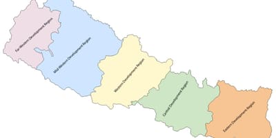 Mapa ng nepal na may limang rehiyon sa pag-unlad
