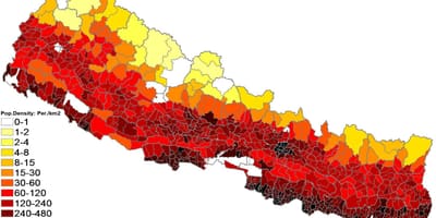 Nepal populasyon density mapa