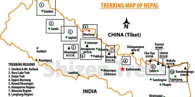 Nepal paglalakbay mapa
