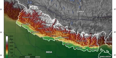 Topographic mapa ng nepal